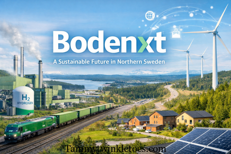 Bodenxt sustainable industrial development in Boden Sweden with wind turbines hydrogen energy plant and modern eco-friendly housing